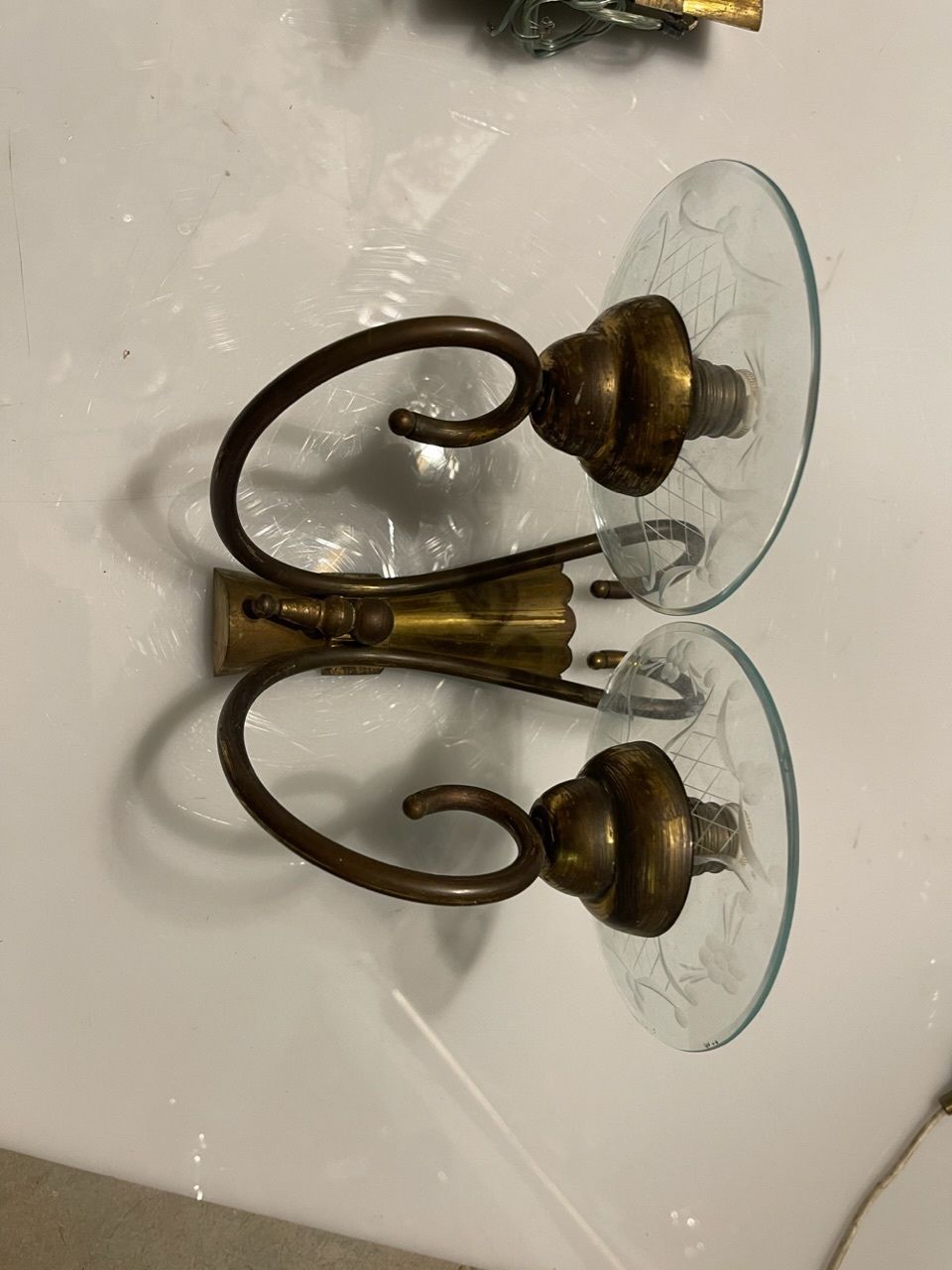 Bronze Etched Glass Sconces Set Of 2 By Pietro Chiesa photo vinterior