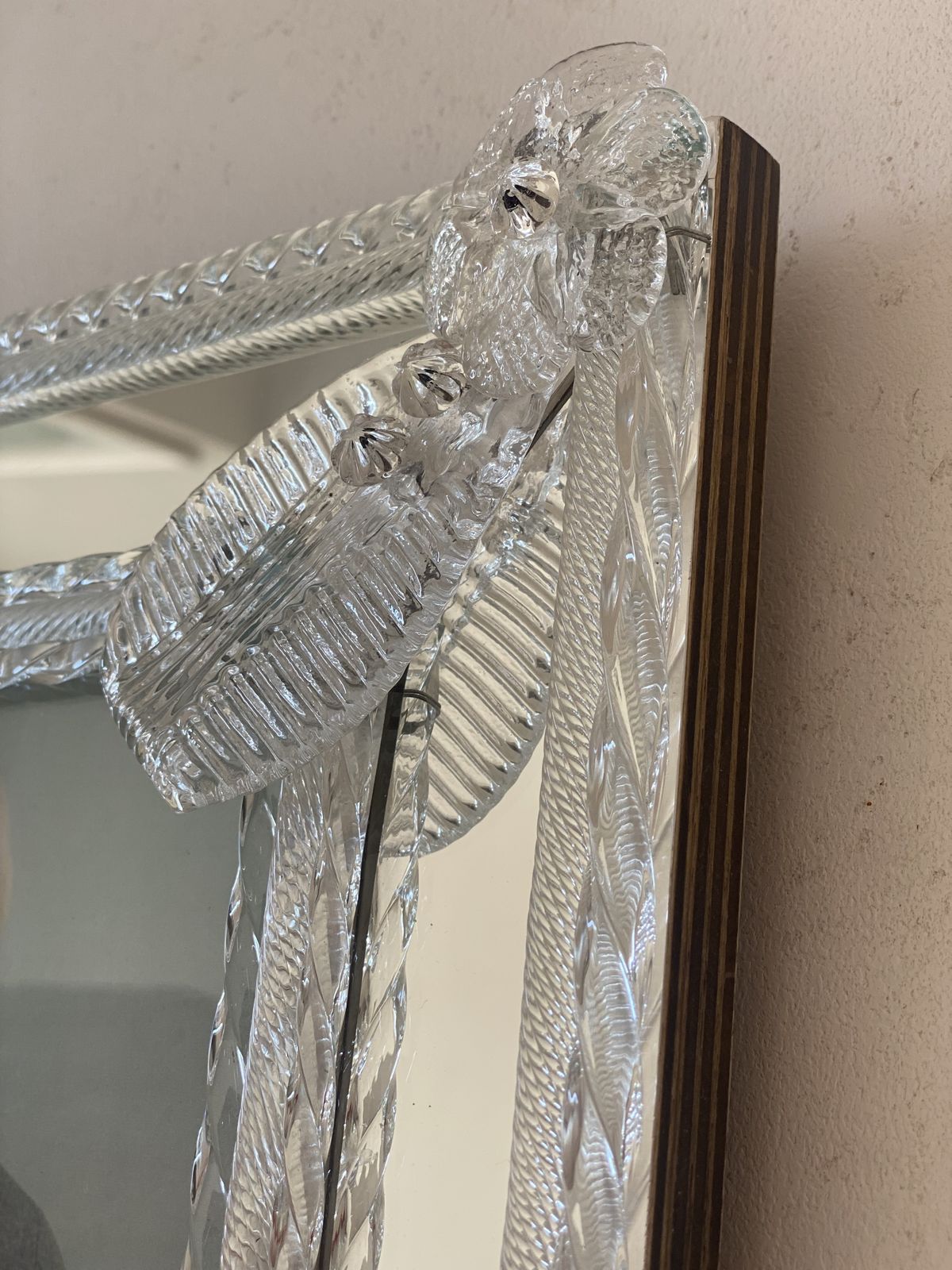 Transparent Murano Glass Photo Frame With Flowers.....Rare Artigian Italian Handmade photo for sale