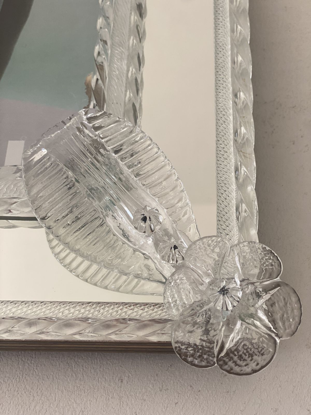 photo vinterior Transparent Murano Glass Photo Frame With Flowers.....Rare Artigian Italian Handmade