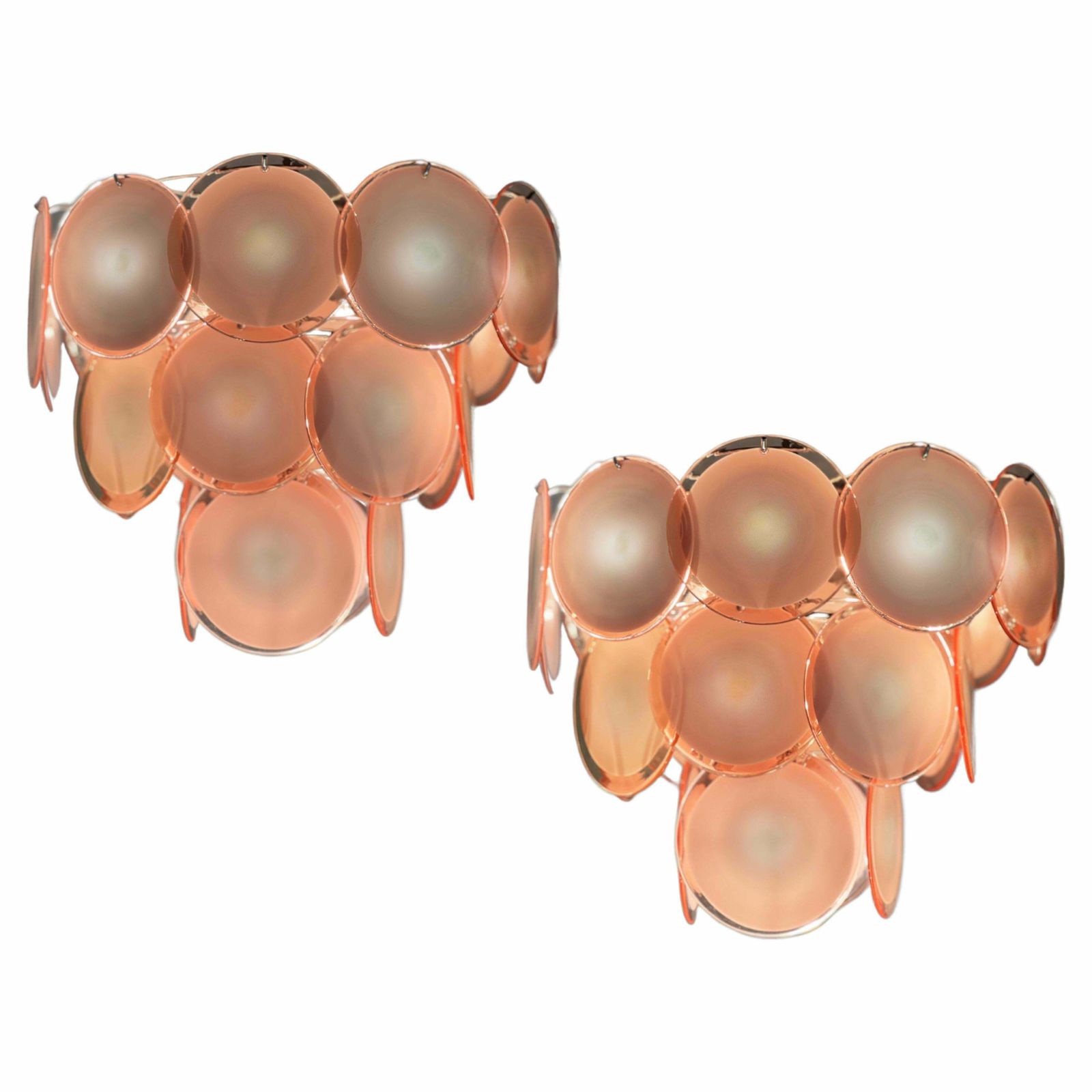 Lighting Pair Of Disc Murano Glass Chandeliers By Vistosi photo