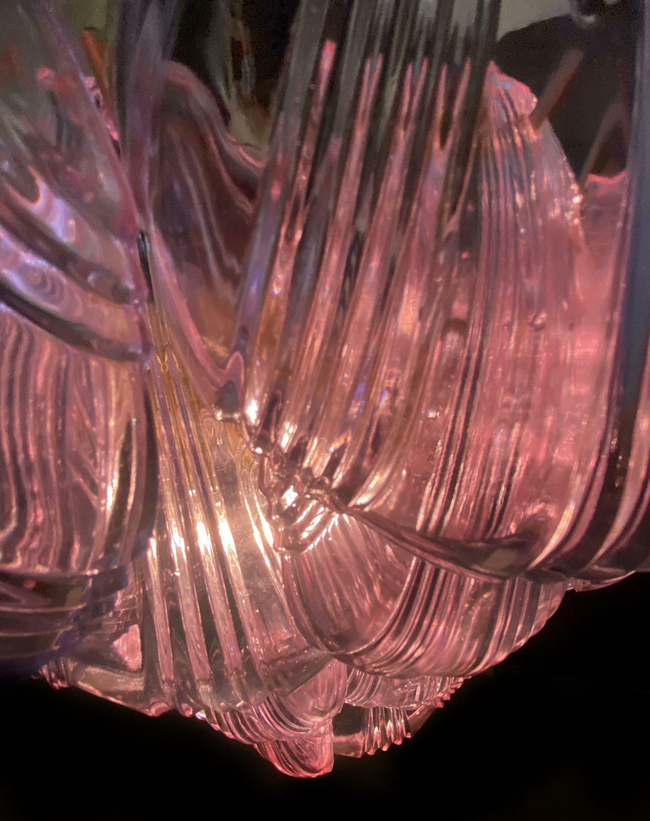 Pair Of Italian Pink Shell Chandeliers, Murano photo vinterior