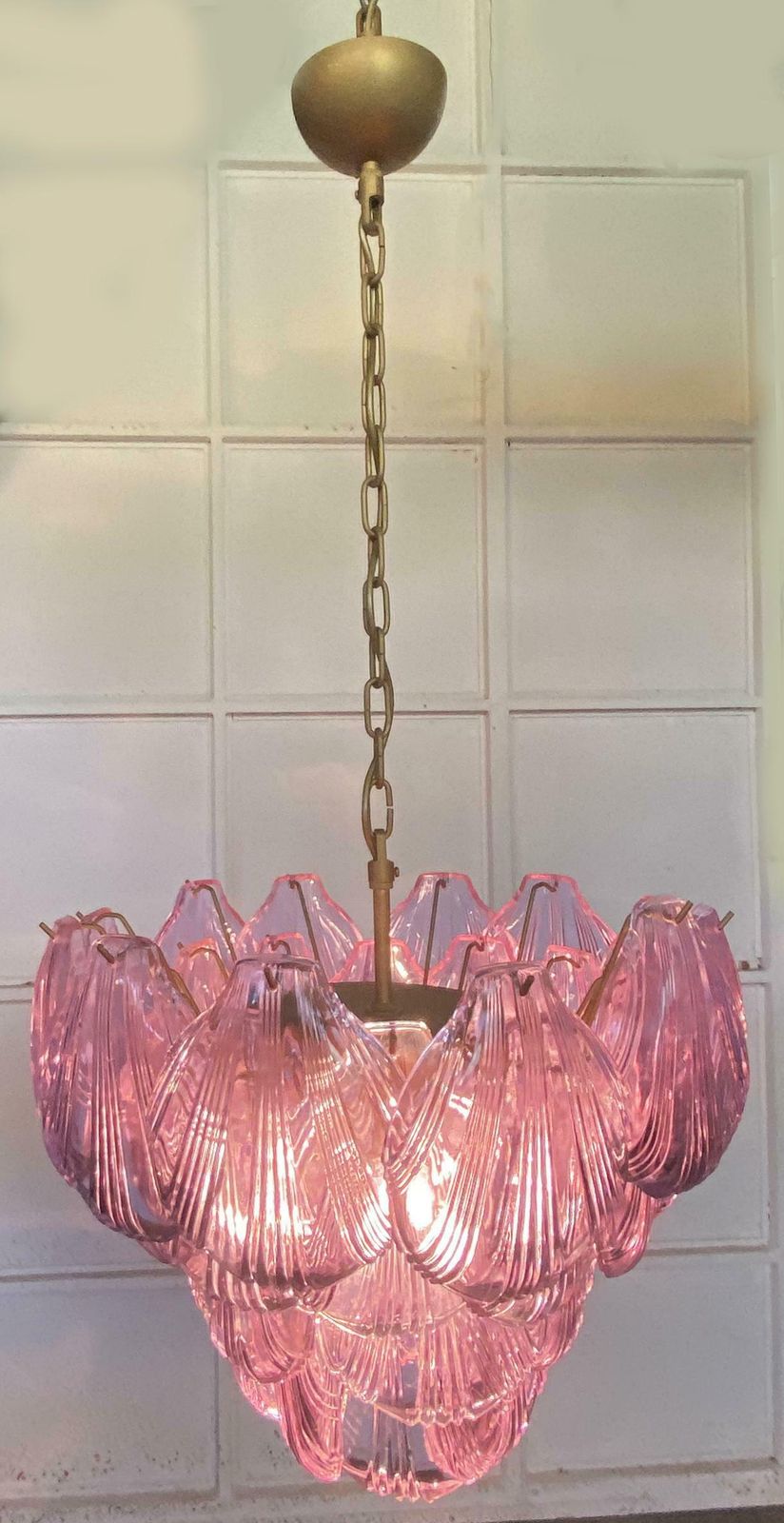 Pair Of Italian Pink Shell Chandeliers, Murano photo buy
