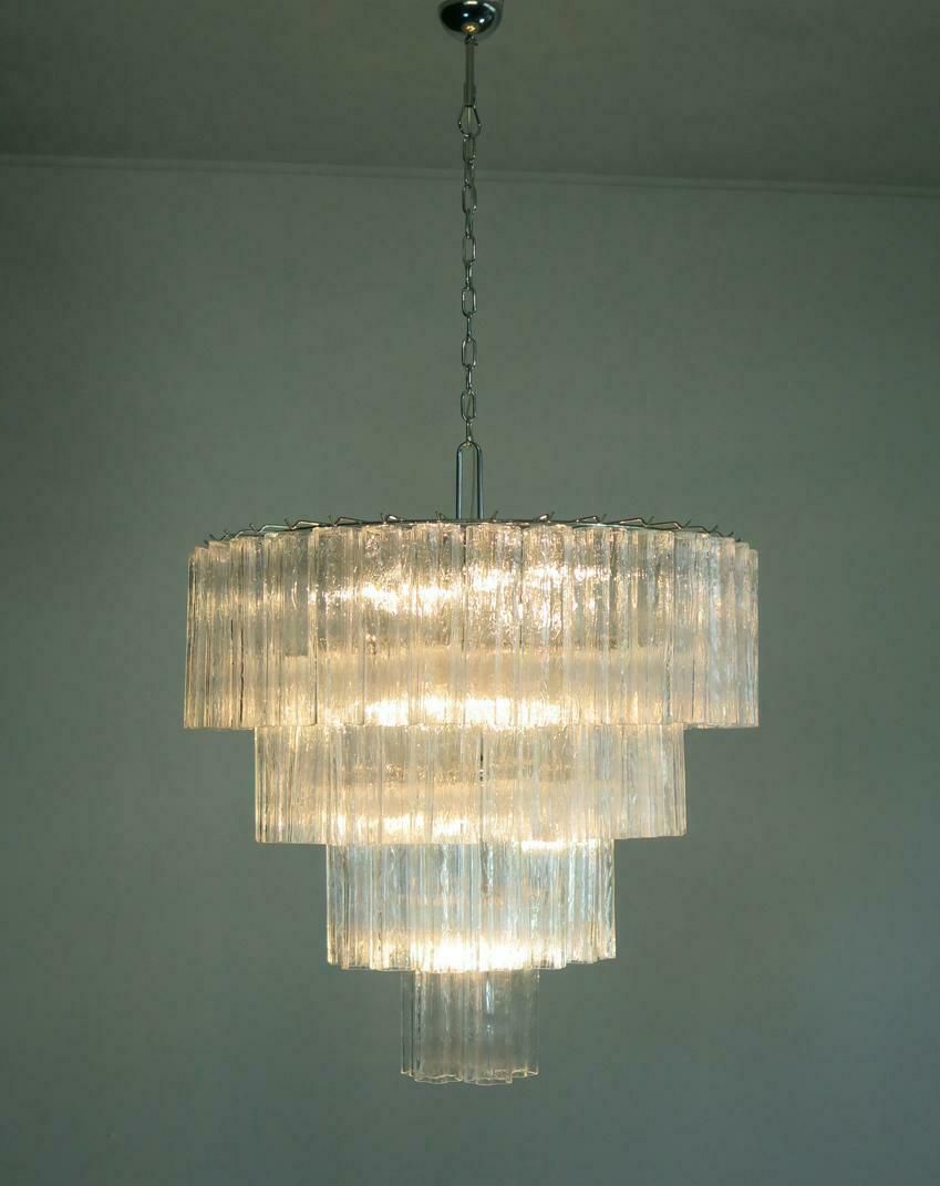 photo vintage Italian Murano Glass Chandelier, 78 Tronchi, Tony Zuccheri Style