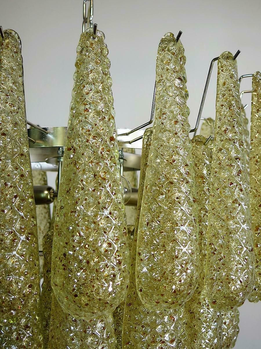 photo for sale Pair Of Italian Amber Crystal Chandelier, Murano