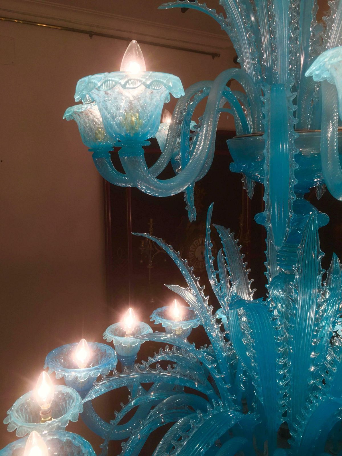 Late 20th Century Murano Glass Italian "Queen Turquoise" Chandelier, 1980s photo buy