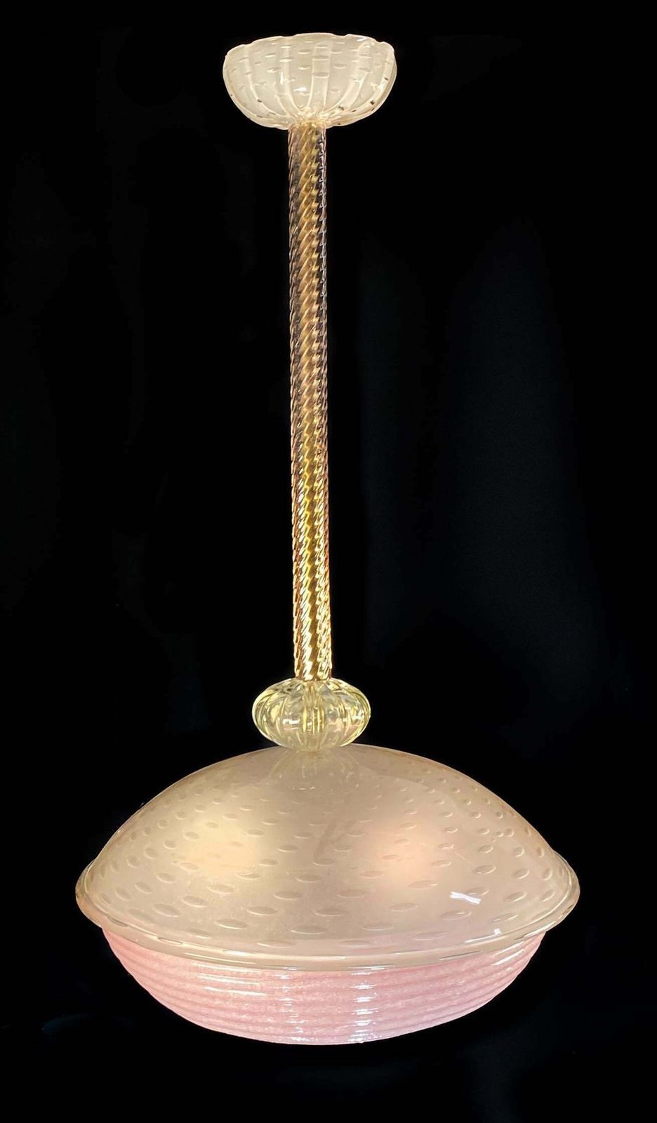 photo furniture Charming Pink Glass Lantern Chandelier By Barovier And Toso Murano 1940