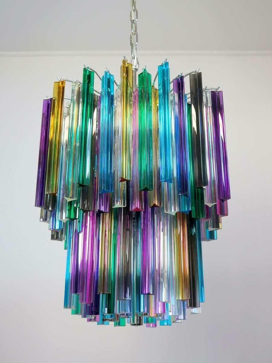 Lighting Pair Italian Chandeliers Arlecchino Glass, Murano, 1970s photo