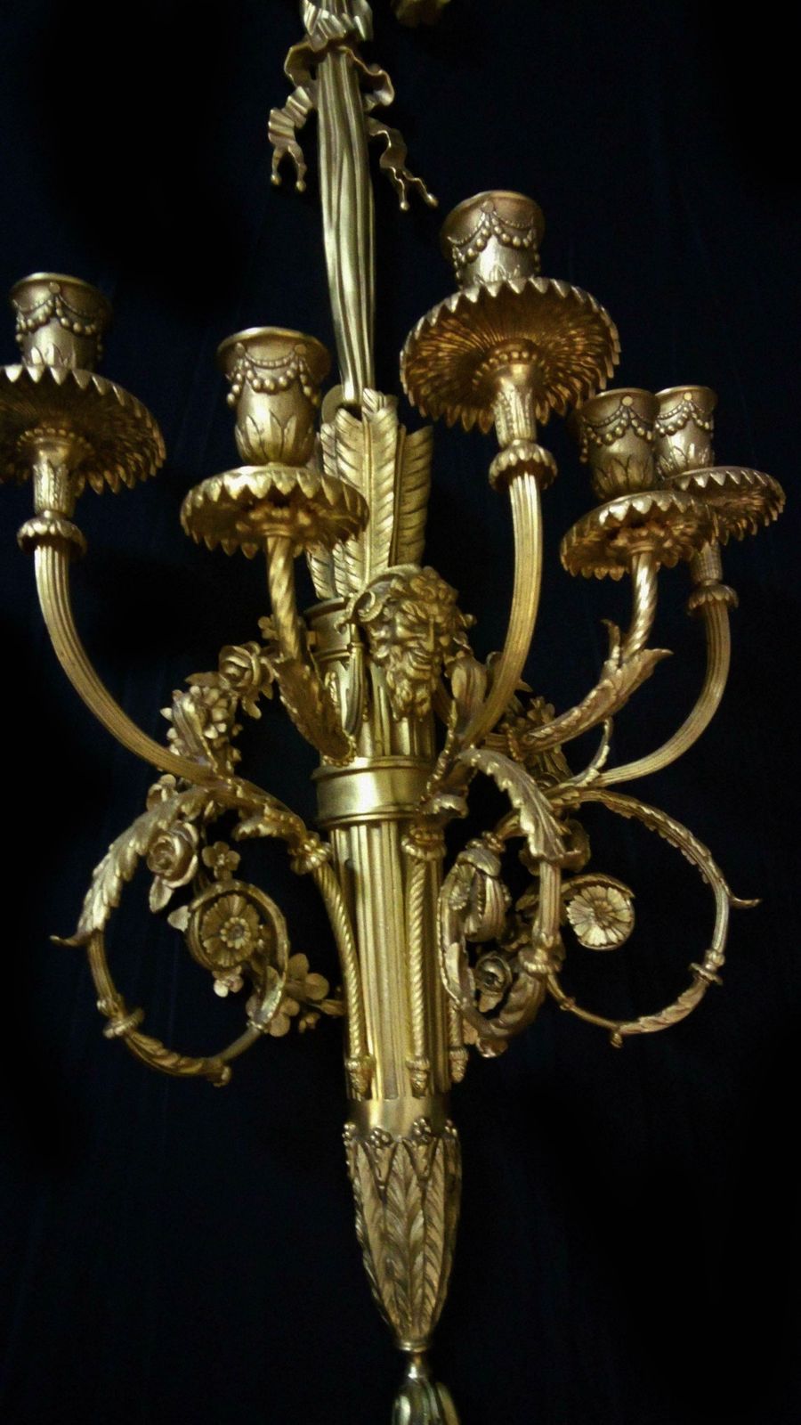 Pair Of Louis XVI Gilded Golden Gilded Bronze Sconces With Five Lights photo Lighting