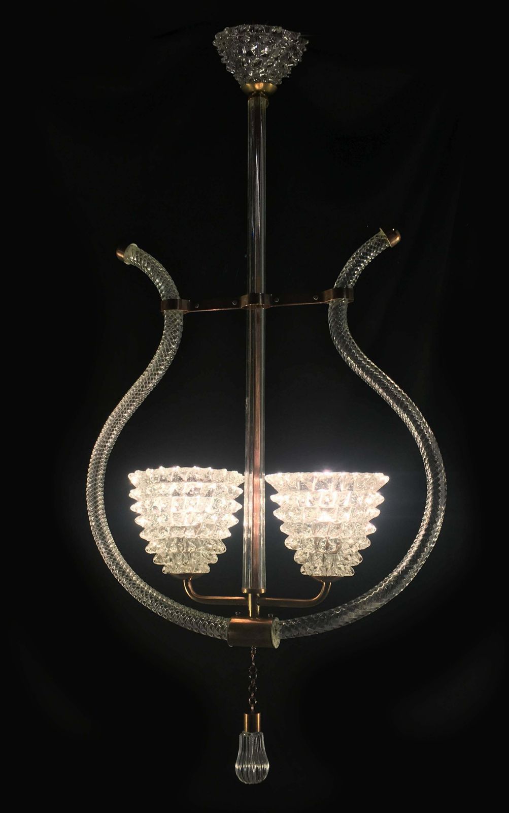 photo vintage Charming Italian Chandelier By Ercole Barovier Murano 1940