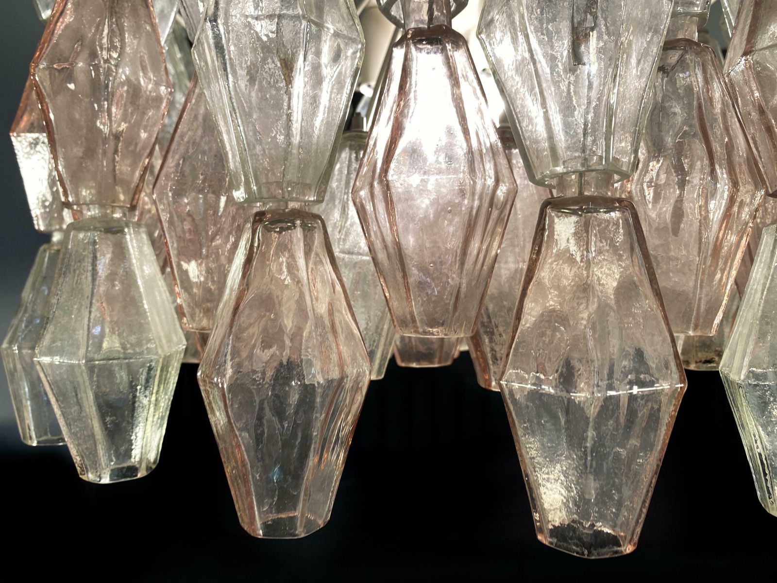 Pair Of Original Poliedri Chandelier By Carlo Scarpa For Venini Murano 1960s photo buy