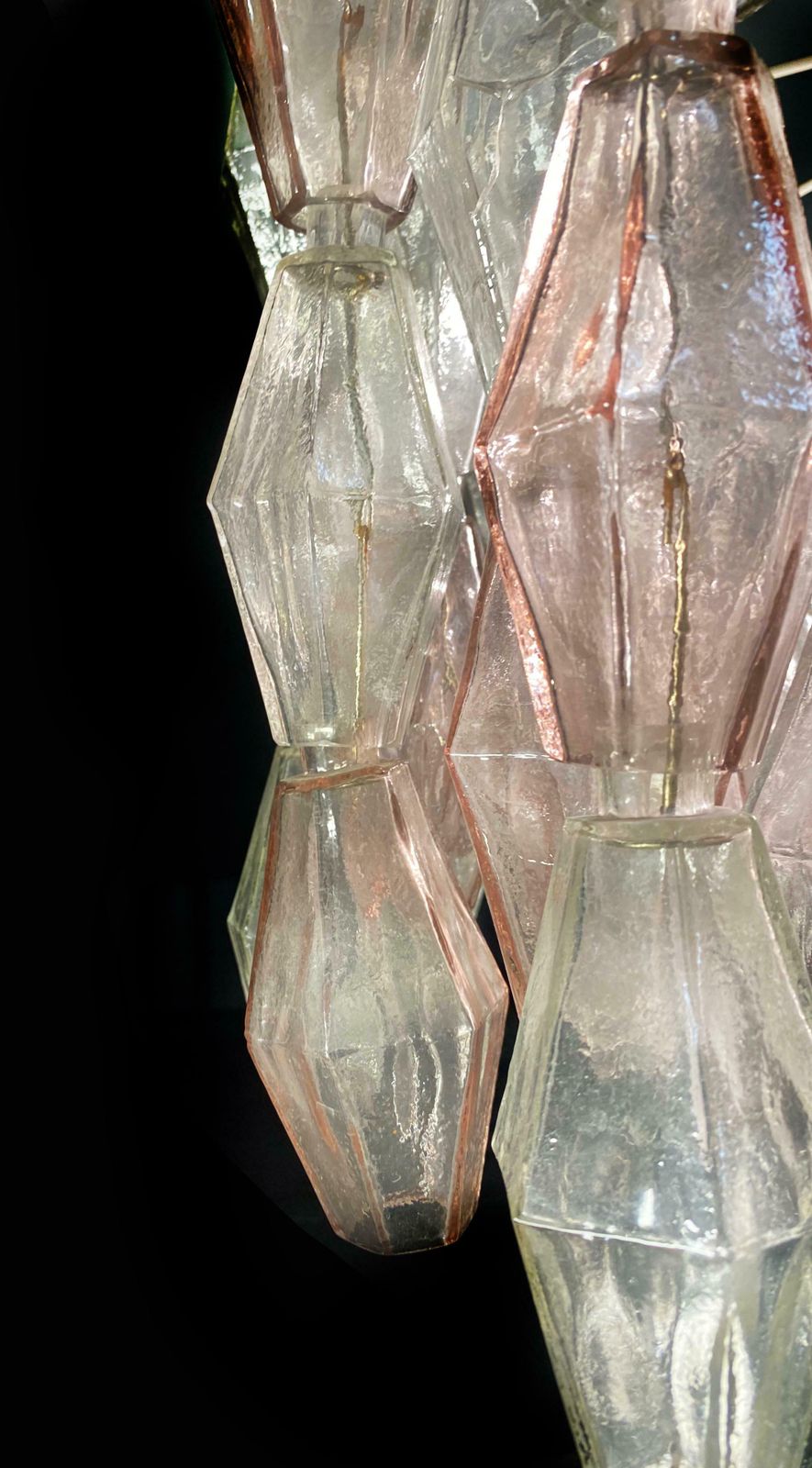 12922.0 Pair Of Original Poliedri Chandelier By Carlo Scarpa For Venini Murano 1960s photo