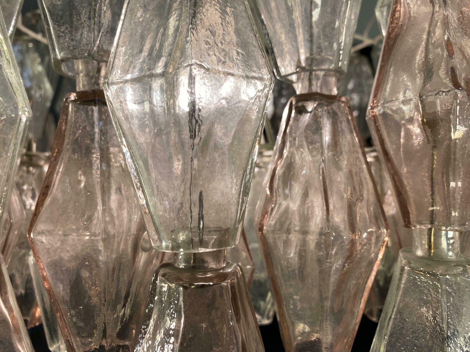 photo buy Pair Of Original Poliedri Chandelier By Carlo Scarpa For Venini Murano 1960s