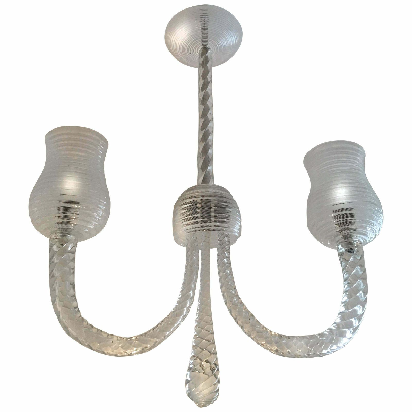 Art Deco Reticello Chandelier By Ercole Barovier, Murano, 1940s