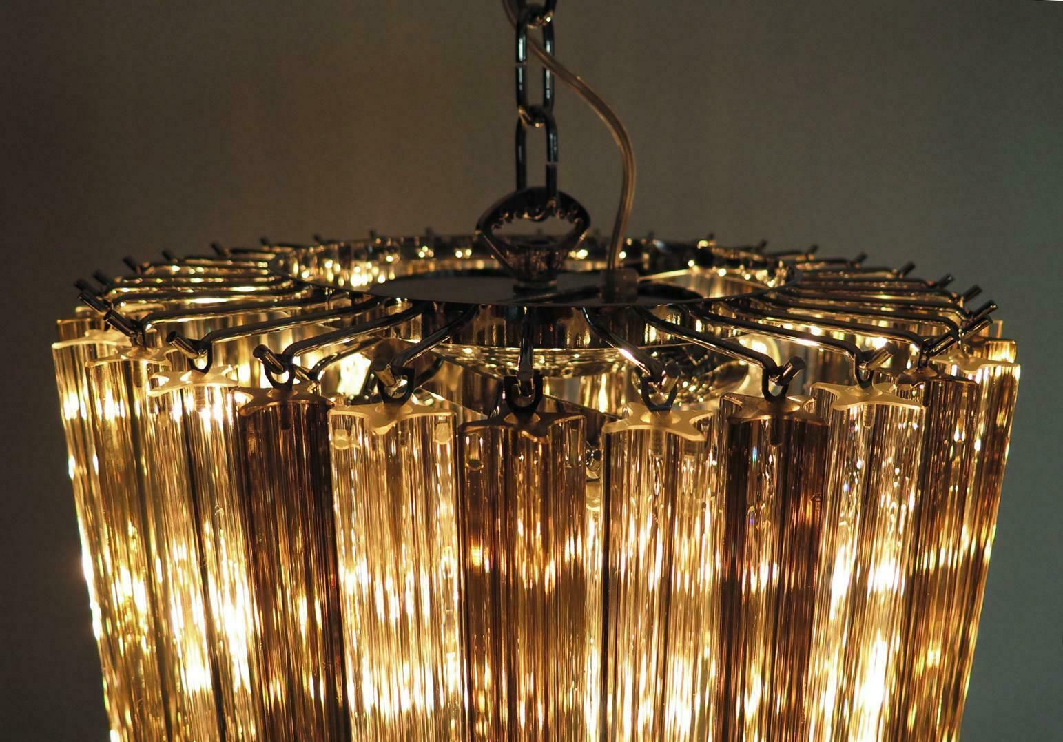 Pair Of Murano Chandeliers 86 Trasparent And Smoked Quadriedri Prism, Murano photo Lighting