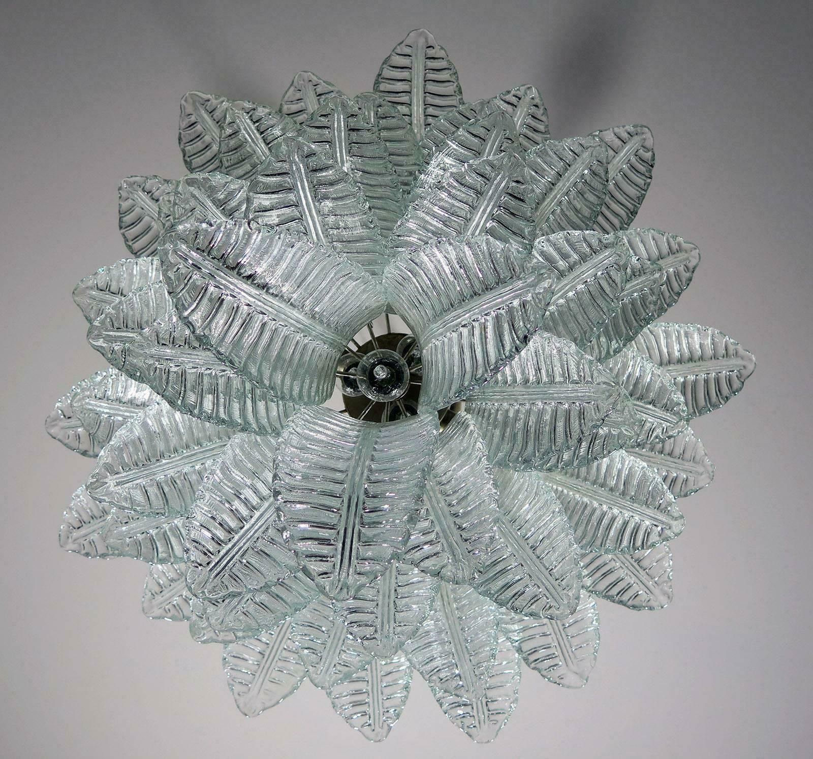 photo for sale Pair Of Italian Leaves Chandeliers  Barovier And Toso Style  Murano