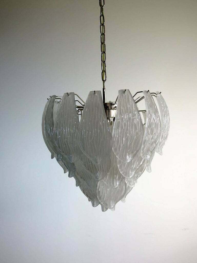 Pair Of Italian Petals Chandeliers, Murano photo Lighting