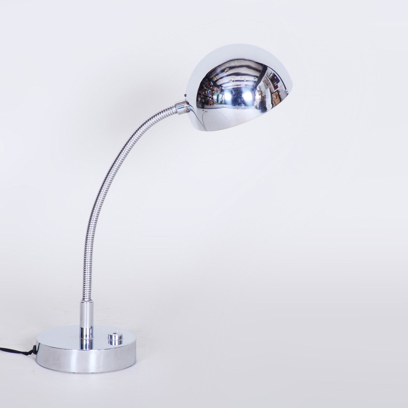 Chrome Bauhaus Table Lamp, Newly Electrified, Designer M. Prokop, Czechia,1920s photo furniture