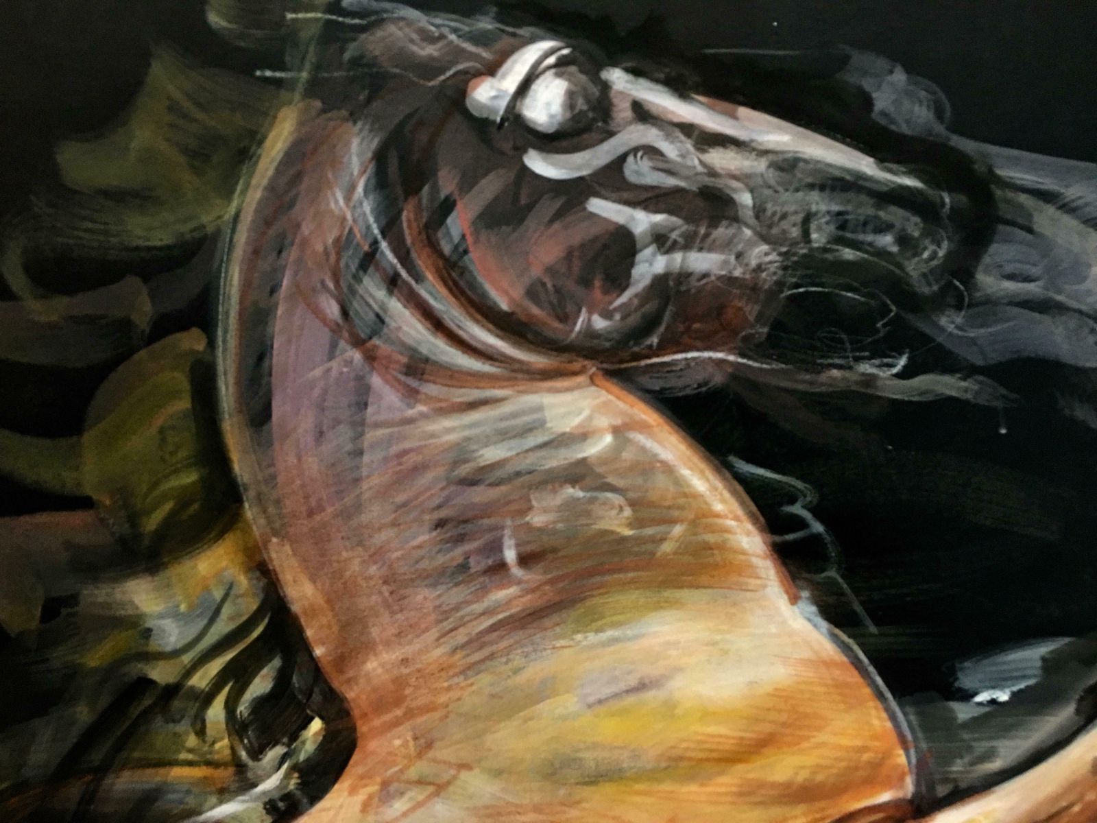 Art Horse On Black Sky Pencil Fat By Giuseppe Colin 1990 photo