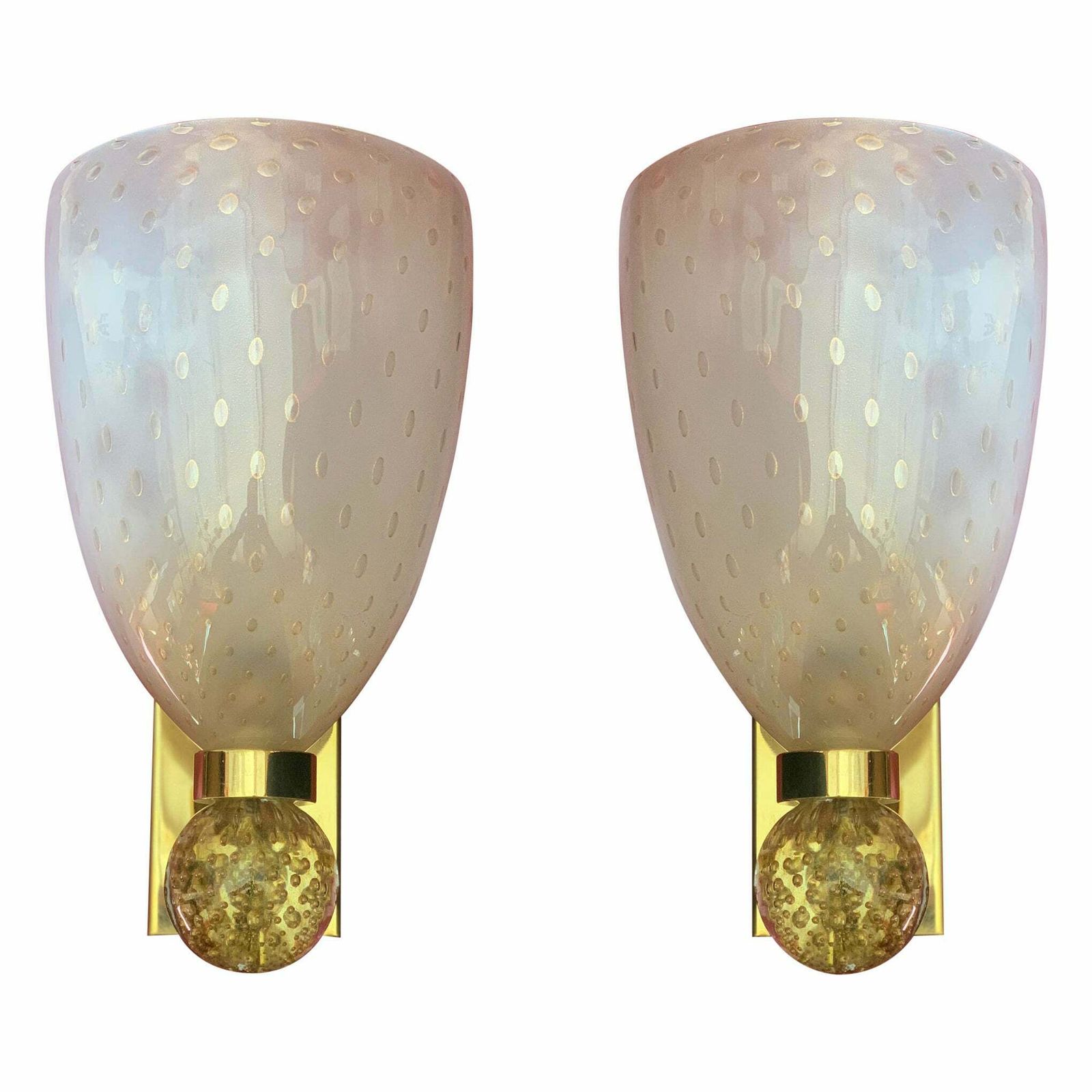 Lighting Luxurious Pair Of Wall Lamps By Barovier & Toso, Murano, 1960s photo