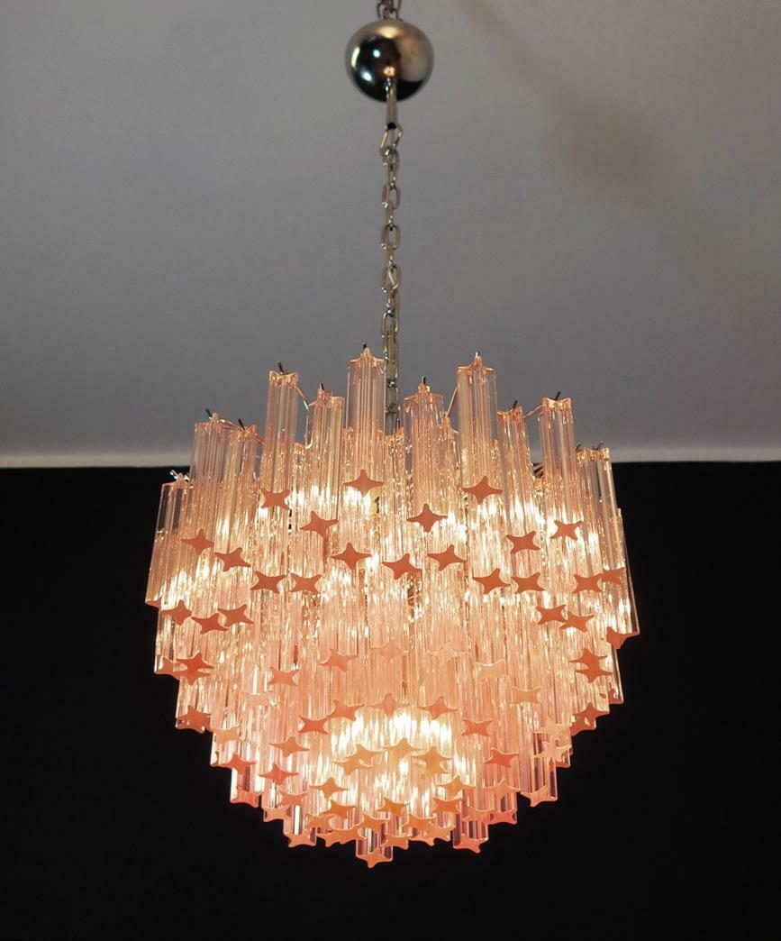 Lighting Sert 6 Italian Chandeliers Made By 107 Crystal Prism Quadriedri, Murano £16,151.48per Set photo