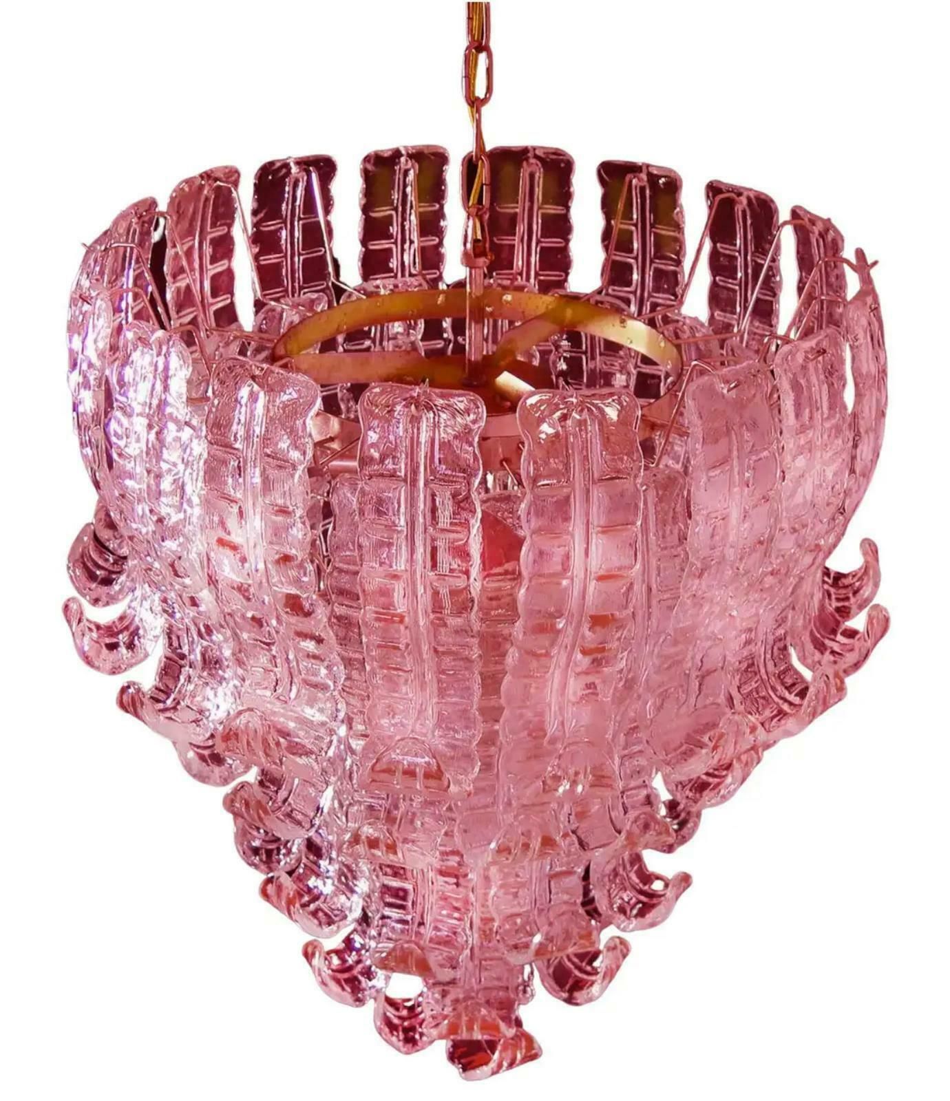 Pair Spectacular Venetian Six Tier Felci Glass Chandeliers. Murano photo buy