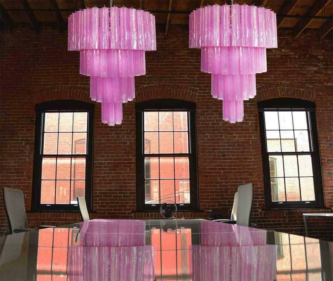 Amazing Pair Of Tronchi Chandeliers Style Toni Zuccheri For Venini, Murano
