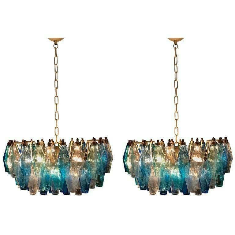 photo furniture Pair Of Murano Poliedri Chandelier In The Style Of Carlo Scarpa