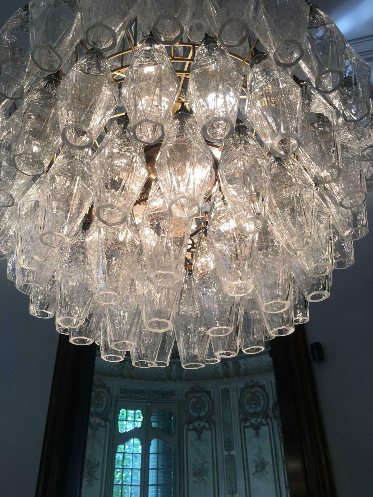Trio Spherical Murano 140 Poliedri Chandeliers Carlo Scarpa Style, Murano photo 9692.0