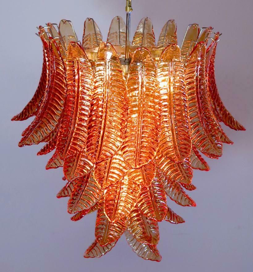 2100.0 Italian Leaves Chandelier, Barovier & Toso Style, Murano photo