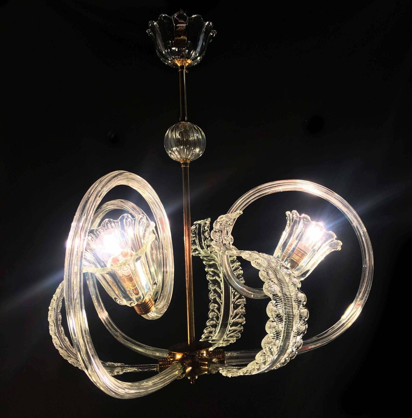Charming Italian Chandelier By Barovier And Toso Murano 1940 photo vinterior