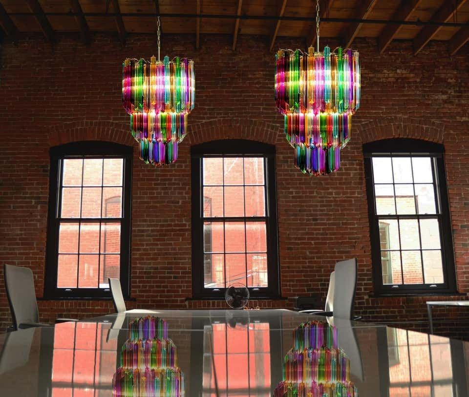Chandelier Multicolour Quadriedri, 184 Prism, Murano, 1980s photo for sale