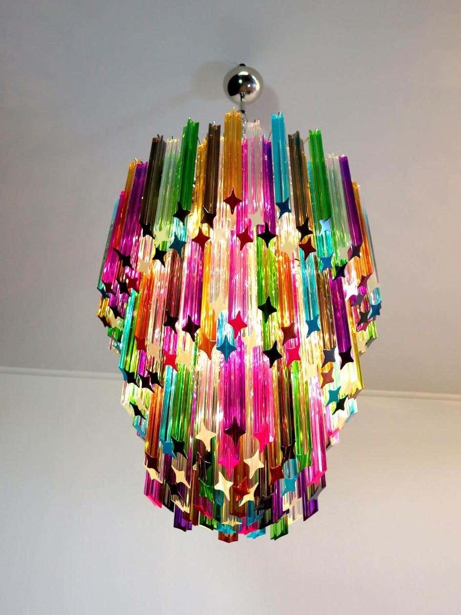 4442.0 Chandelier Multicolour Quadriedri, 184 Prism, Murano, 1980s photo