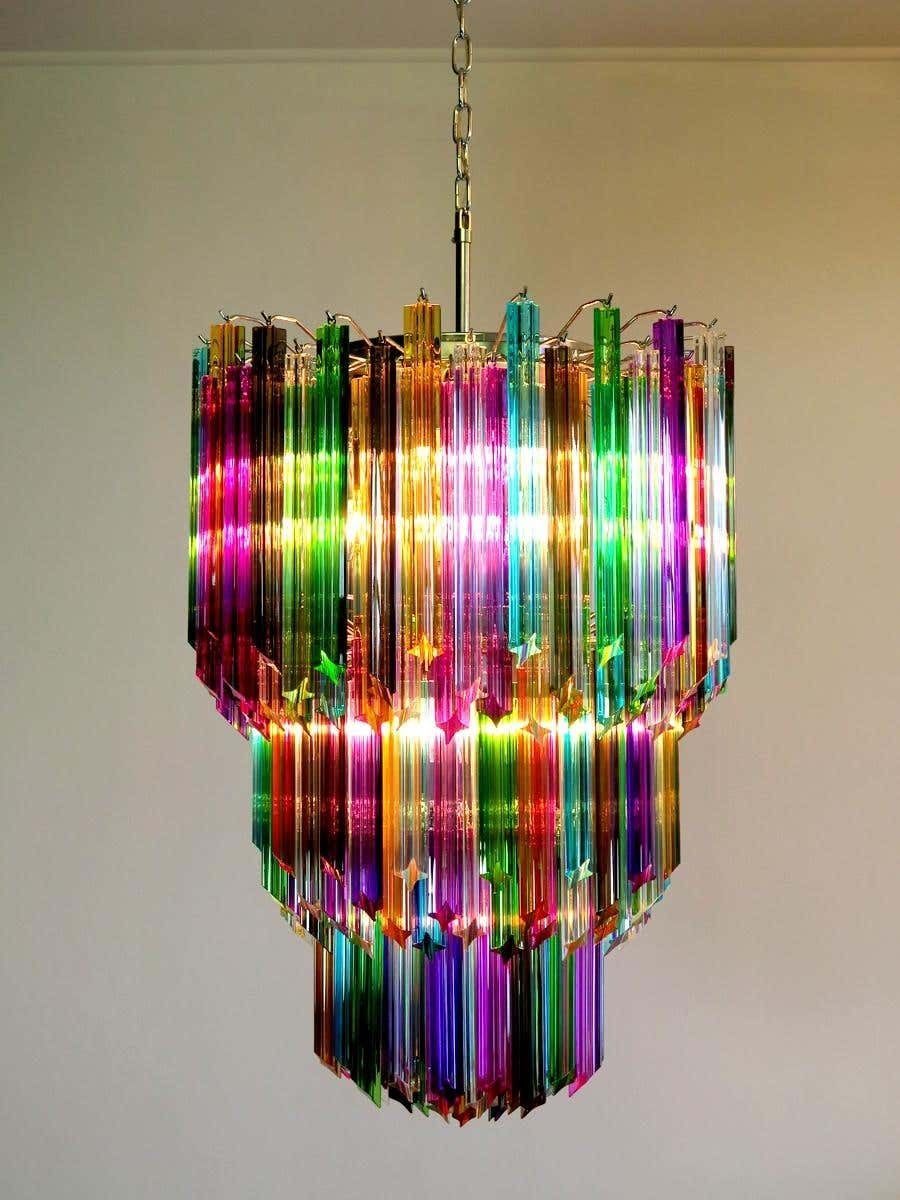 photo vinterior Chandelier Multicolour Quadriedri, 184 Prism, Murano, 1980s