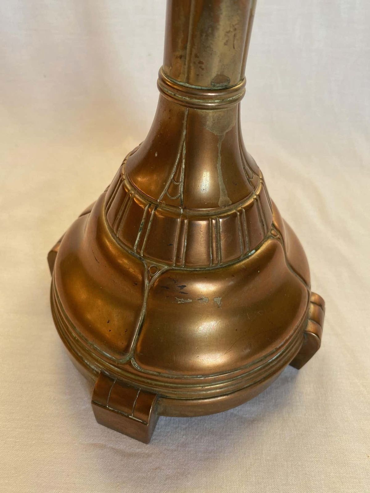 photo for sale Italian Candleholder In Copper And Murano Glass By Ercole Barovier, 1940