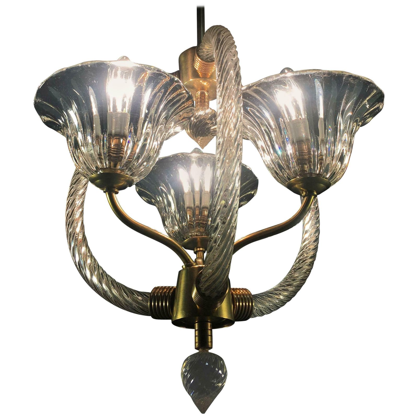Charming Italian Chandelier By Barovier And Toso  Murano 1940