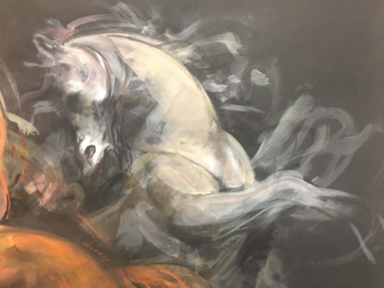 Art Horse On Black Sky Pencil Fat By Giuseppe Colin 1990 photo