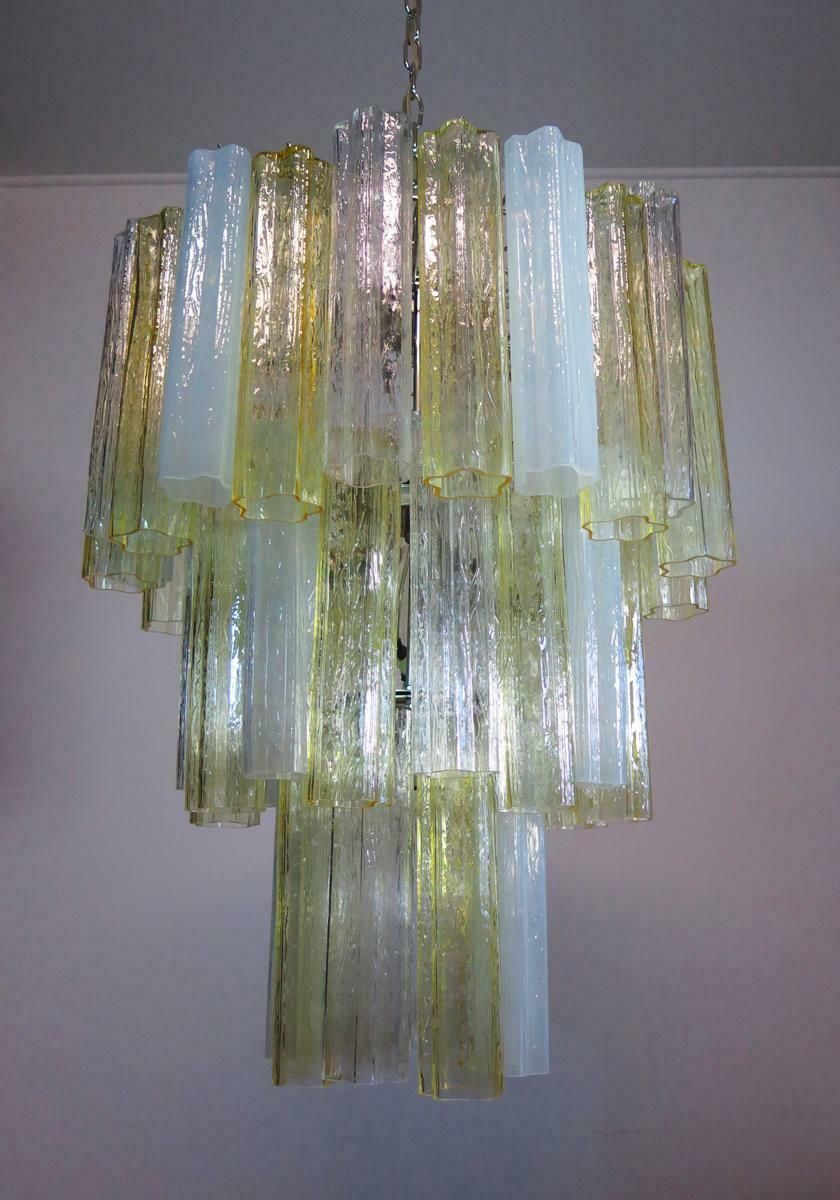 Large Three Tier Venini Murano 48 Glass Tube Chandelier 1980s photo 1938.0