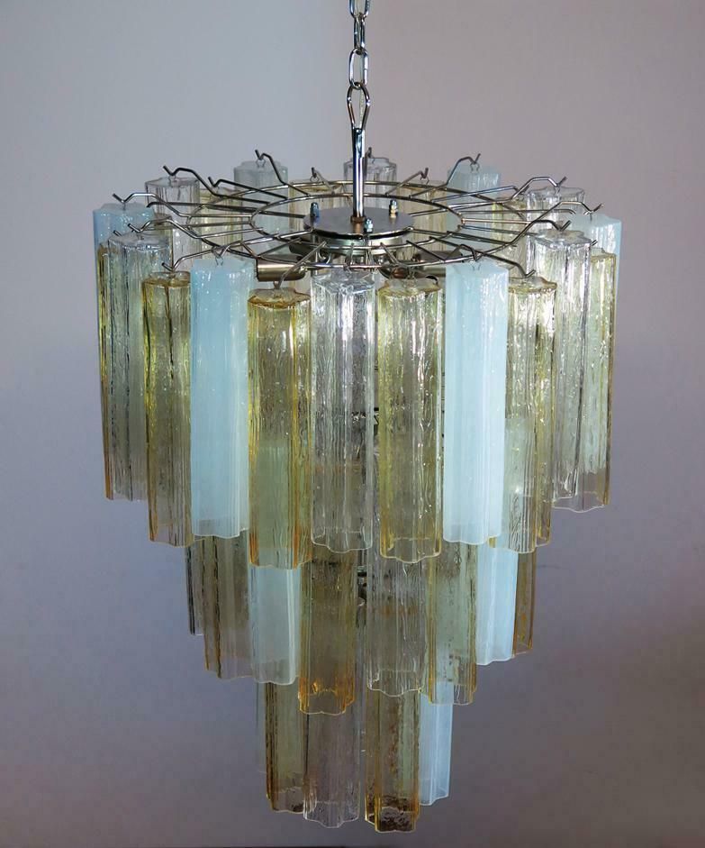 Lighting Large Three Tier Venini Murano 48 Glass Tube Chandelier 1980s photo