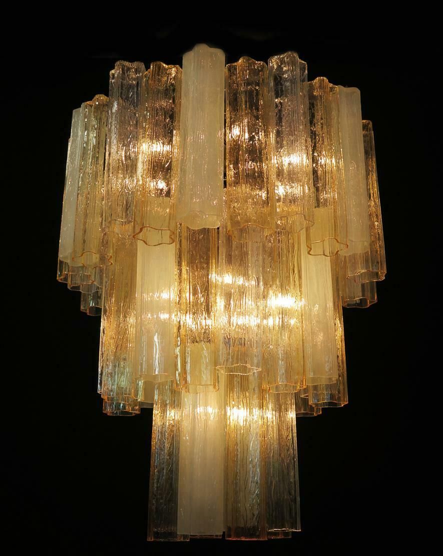 photo buy Large Three Tier Venini Murano 48 Glass Tube Chandelier 1980s