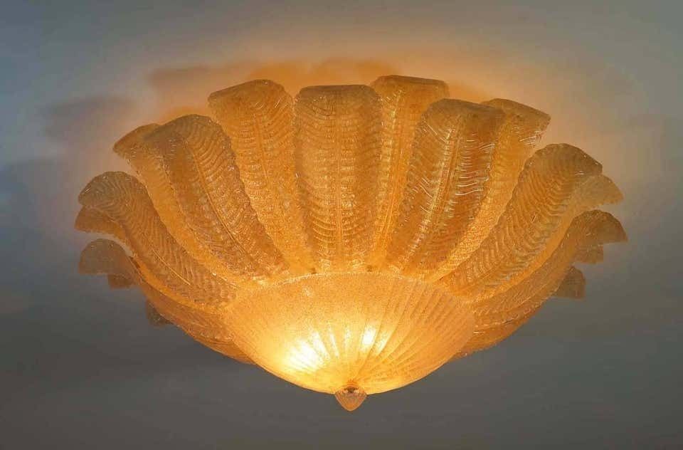Large Ceiling Leaves Barovier & Toso Style, Murano, 1980s photo vinterior