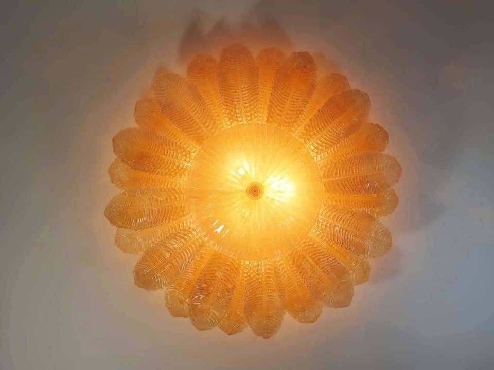 Large Ceiling Leaves Barovier & Toso Style, Murano, 1980s photo vintage