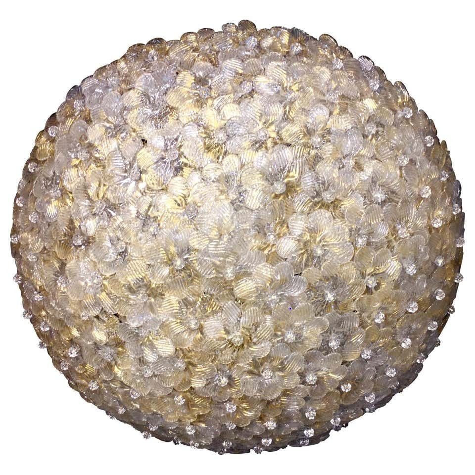 Ceiling Flowers Lamp By Barovier & Toso, Murano, 1980s