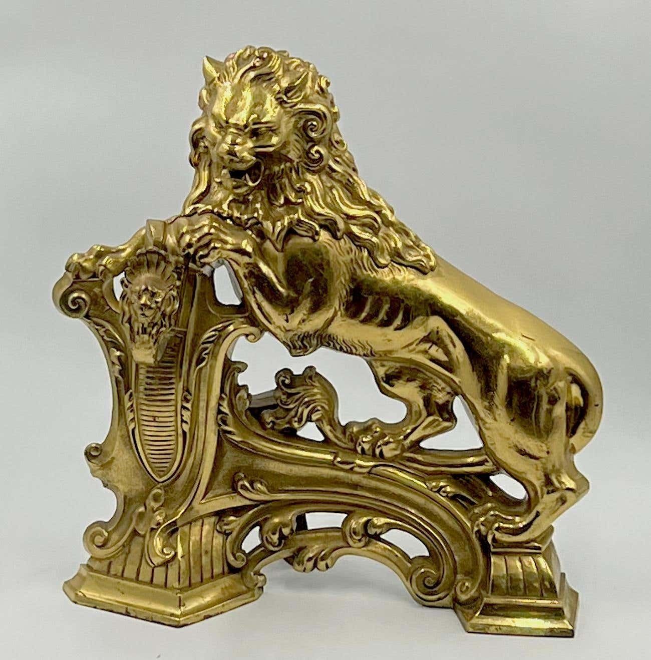 Pair Of Chimney Pots In Gilded Bronze, Florence 1890 photo for sale