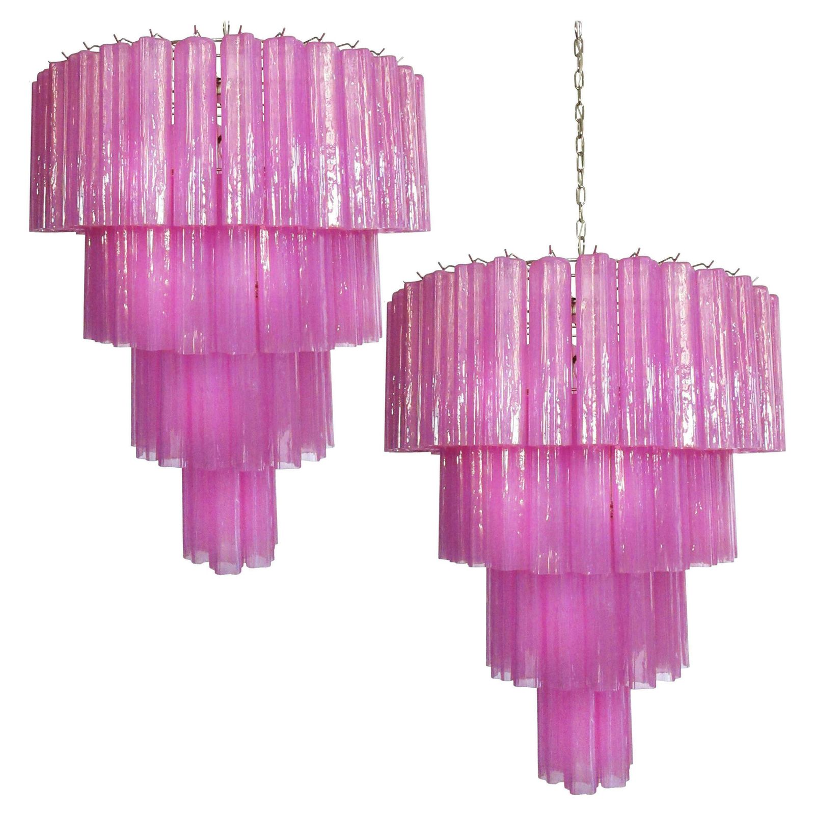Amazing Pair Of 78 Tronchi Chandeliers Style Toni Zuccheri For Venini, Murano
