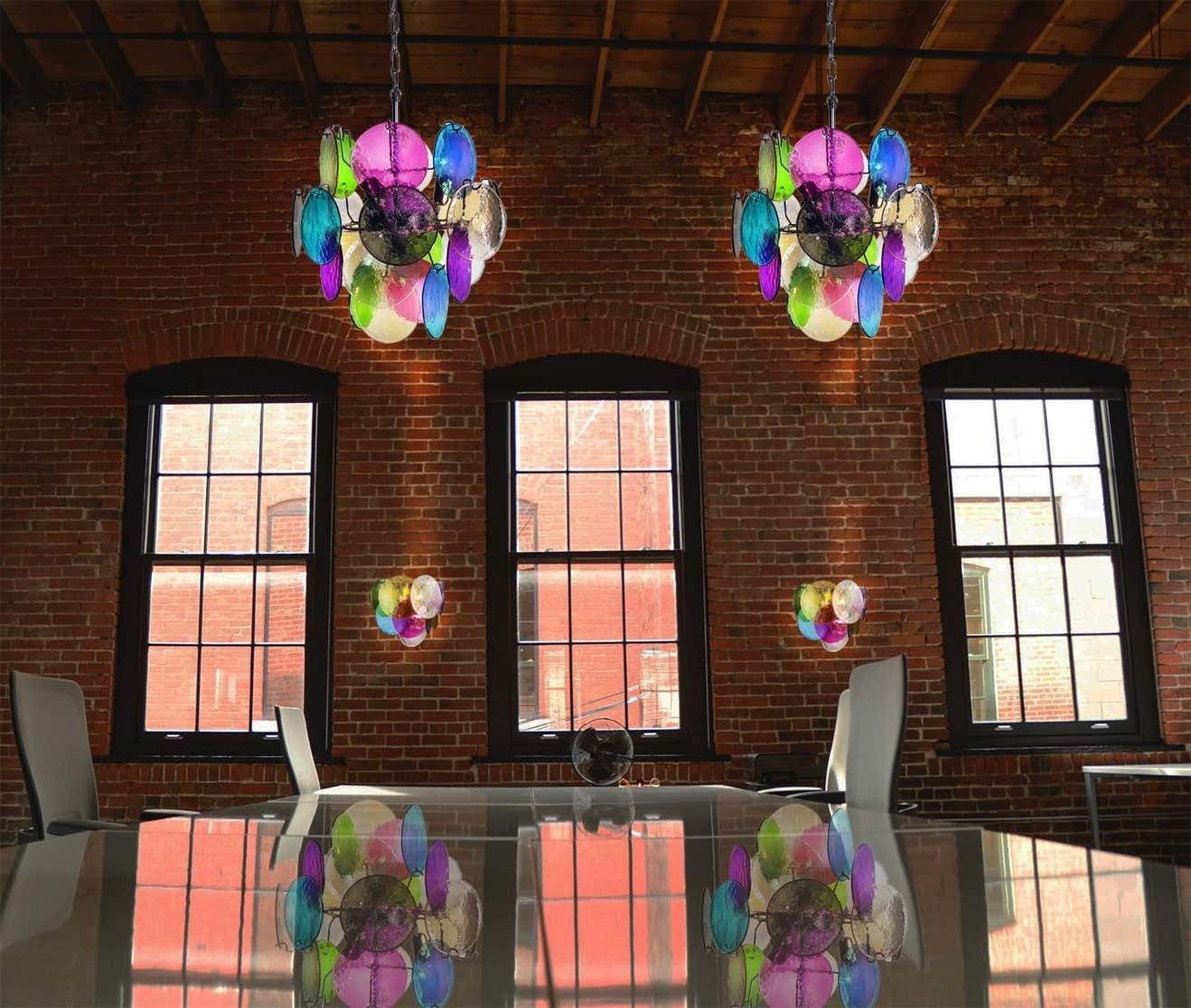 Pair Of Italian Chandeliers In Vistosi Style, Murano, Circa 1980 photo furniture