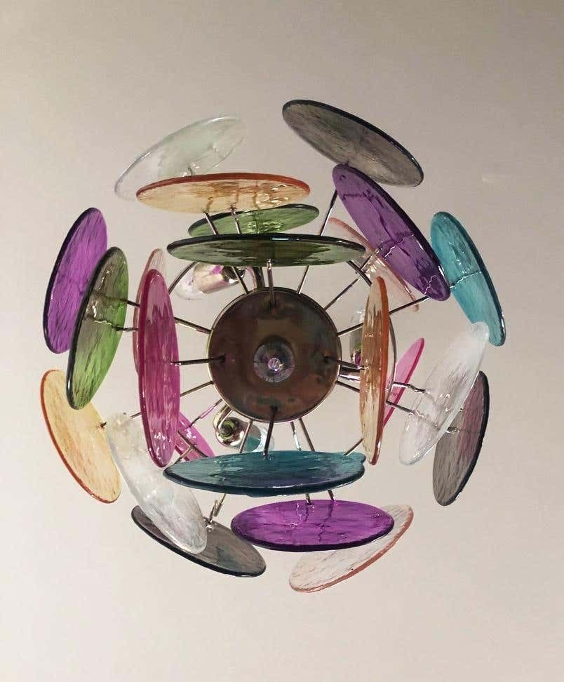photo buy Pair Of Italian Chandeliers In Vistosi Style, Murano, Circa 1980