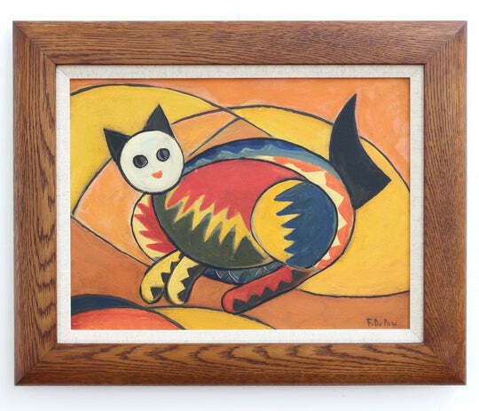 Portrait Of A Reposing Cat By F. Duparc (Circa 1960s)