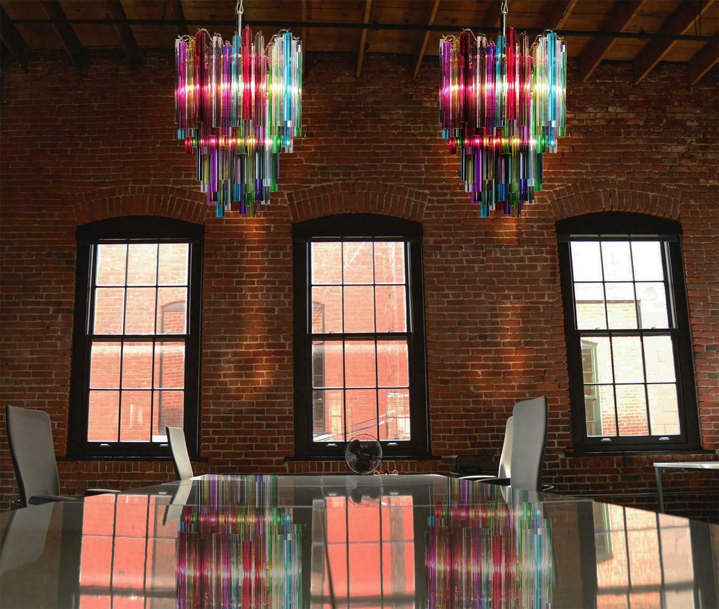 Amazing Multicoloured Pair Of Arlecchino Murano Chandeliers photo furniture
