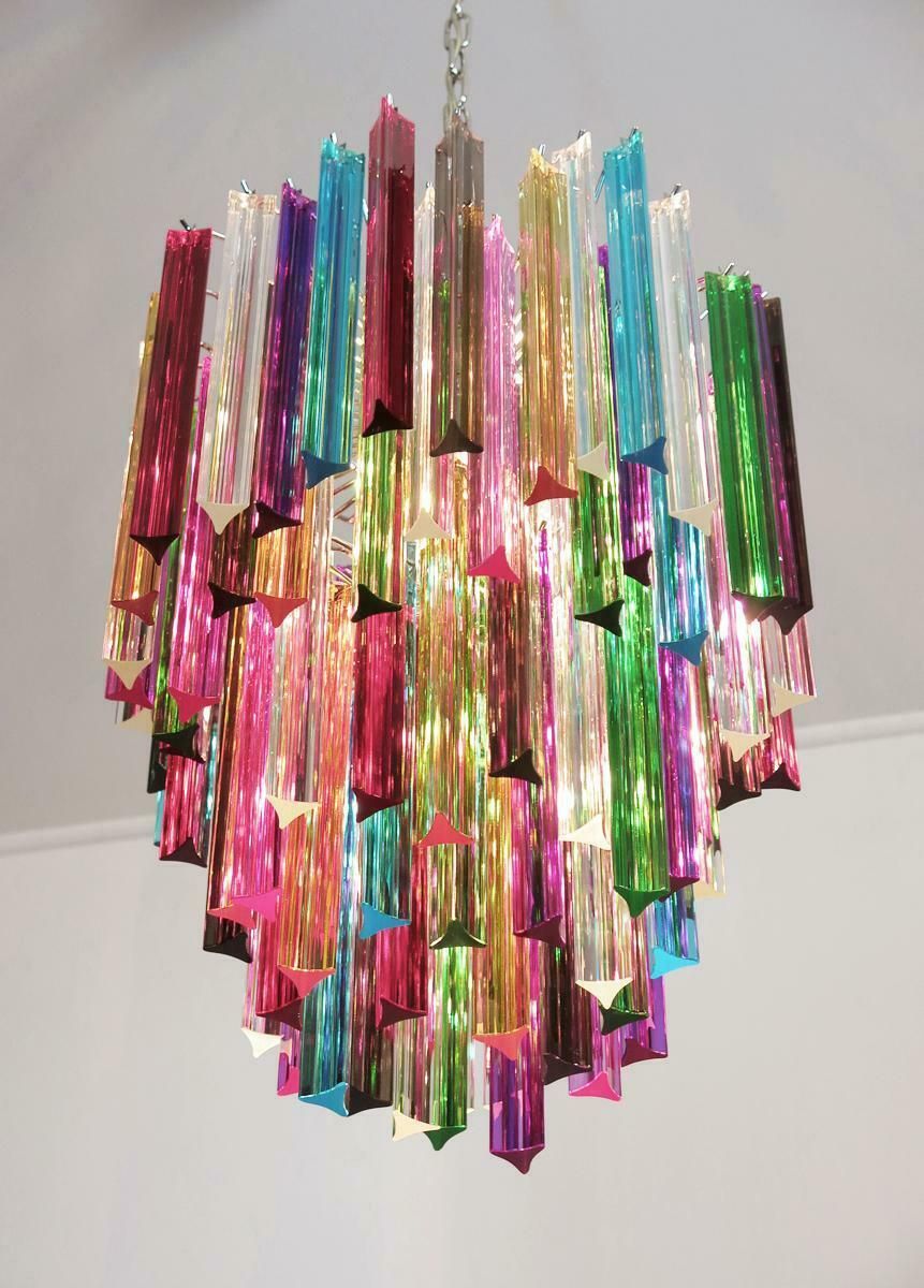 Amazing Multicoloured Pair Of Arlecchino Murano Chandeliers photo vinterior