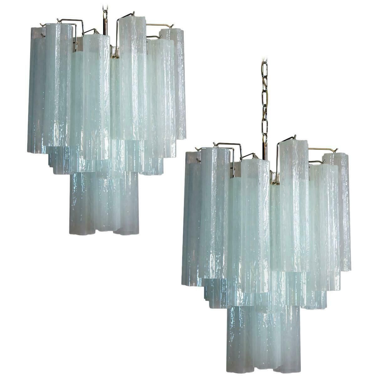 Pair Of 30 Tronchi Chandeliers In Toni Zuccheri Style For Venini, Murano